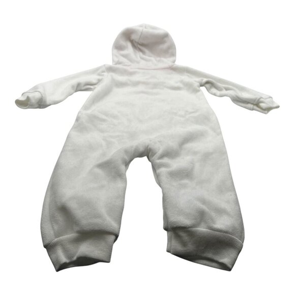 Carter’s Baby Hooded Fleece One Piece 9M Heart & Button Detail White Pink Floral - Picture 10 of 10
